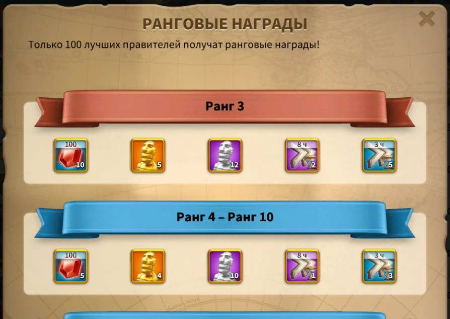 Ранговые награды: Ранг 3 и Ранг 4–10