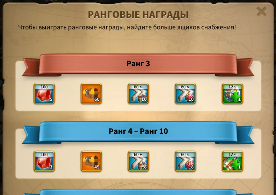 Ранговые награды: Ранг 3 и Ранг 4–10